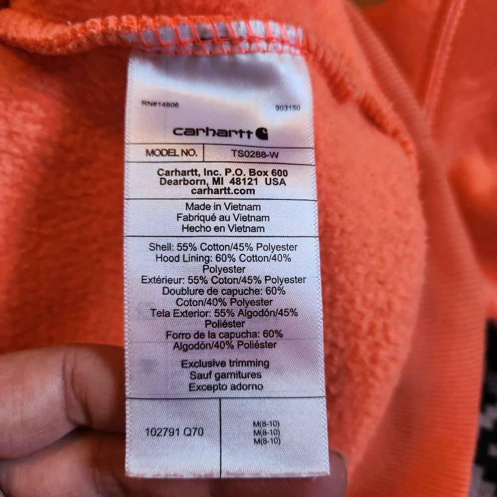 Carhartt Women's Clarksburg Relaxed Fit Graphic Sleeve Pullover Hoodie (M) Peach - Picture 5 of 6